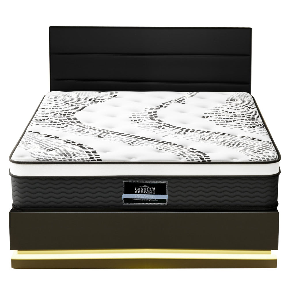 Artiss RGB LED Queen Bed Frame with 32cm Giselle Mattress Set-3