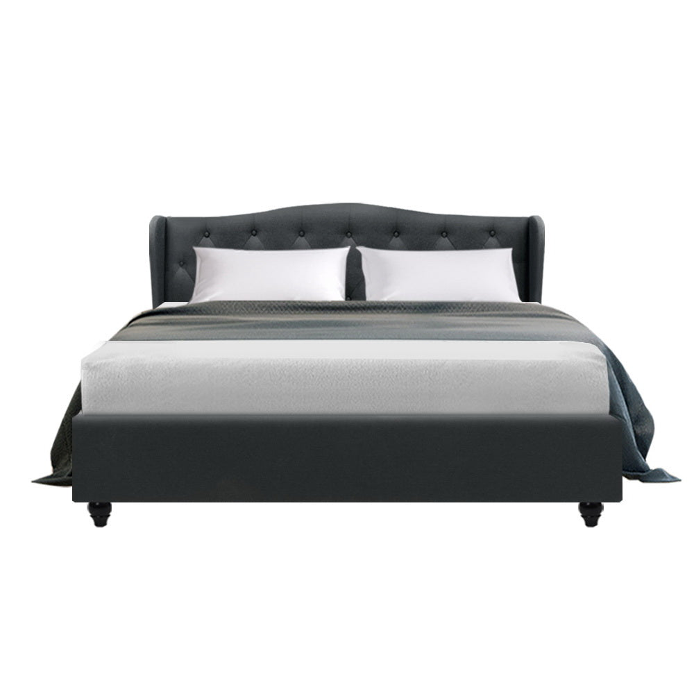 NNEDSZ Pier Bed Frame Fabric - Charcoal Queen-2