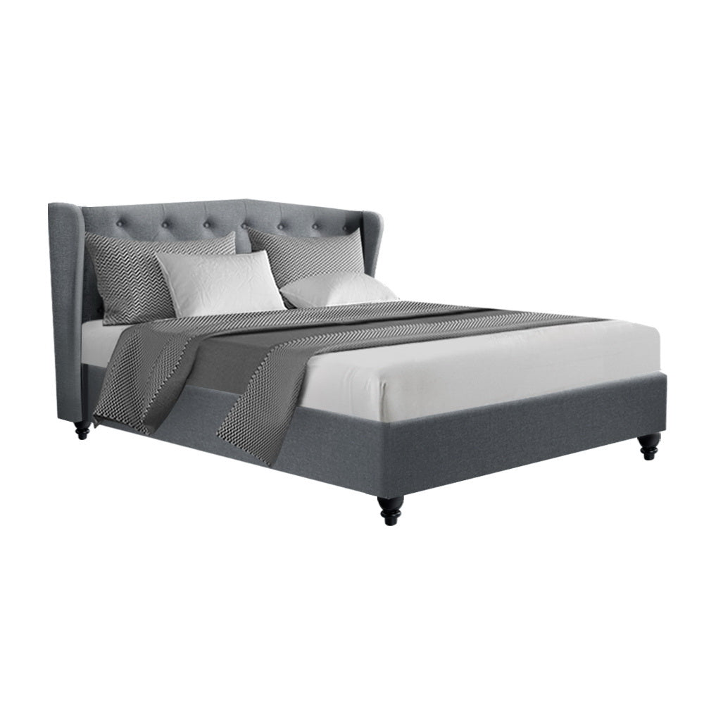 NNEDSZ Pier Bed Frame Fabric - Grey Queen-0