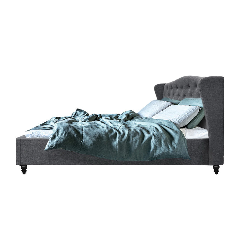 NNEDSZ Pier Bed Frame Fabric - Grey Queen-3