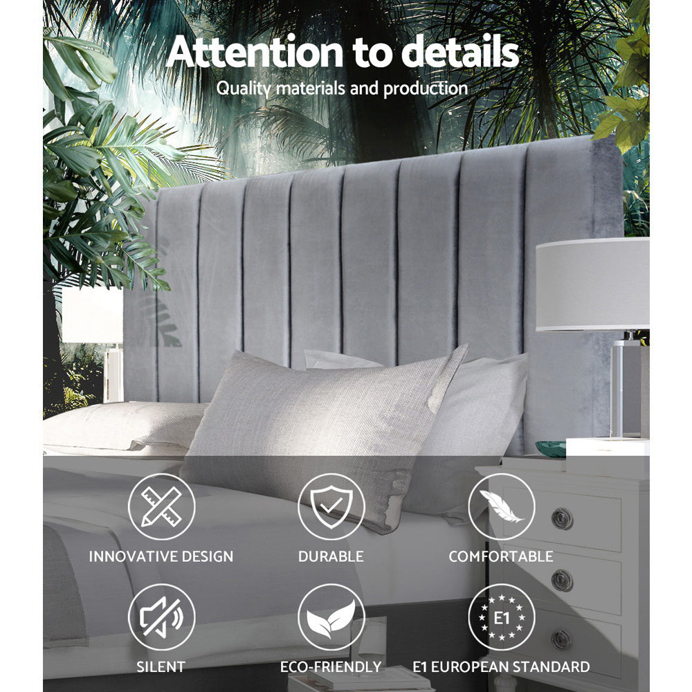 NNEDSZ King Size Fabric Bed Headboard - Grey-2