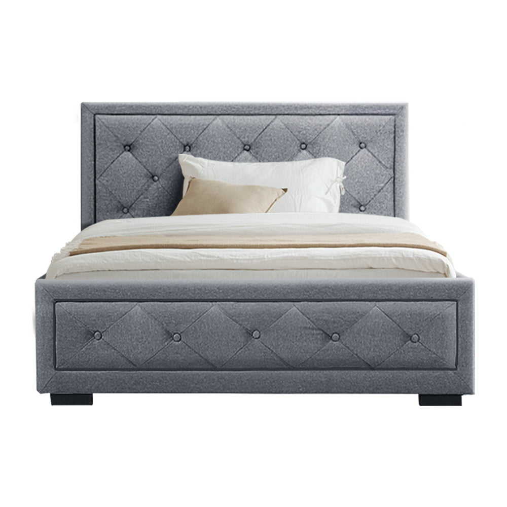 NNEDSZ  Bed Frame King Single Size Gas Lift Base With Storage Mattress Fabric-2
