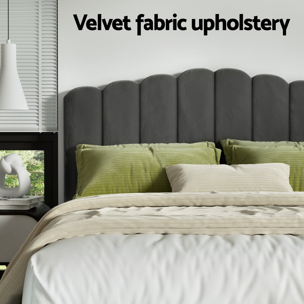 NNEDSZ Artiss Bed Frame Double Size Velvet Grey FION-4