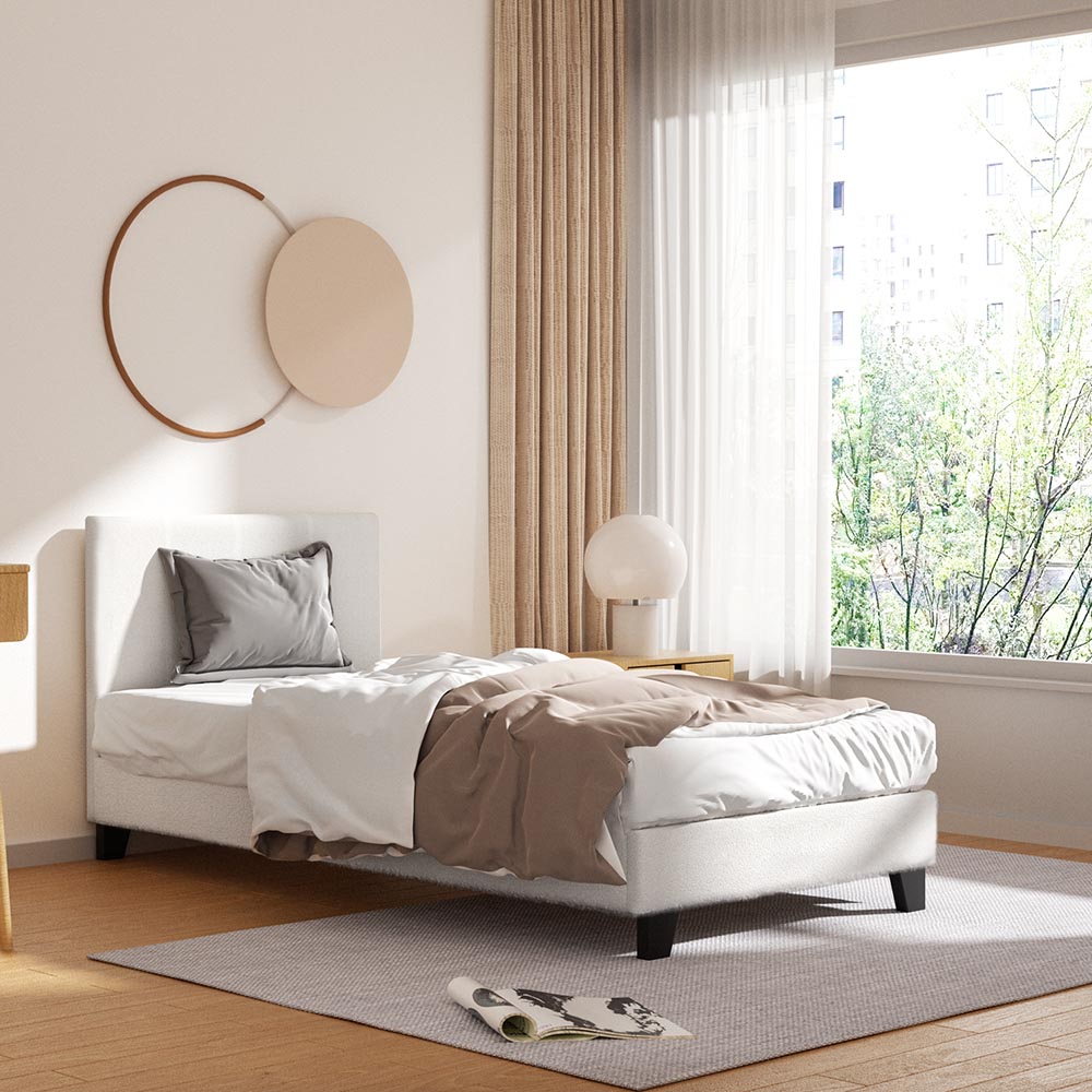 NNEDSZ Artiss Bed Frame Single Size Boucle NEO-0