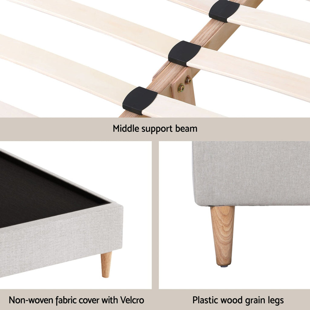 Artiss Queen Bed Frame with Storage Scalloped Velvet Headboard Wooden Platform Base-4