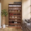 Freestanding 8-Shelf Shoe Rack for Closet Shelving Unit in Brown Wood Finish-0