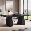 Modern Home Office Computer Desk Workstation in Black Wood Finish-0