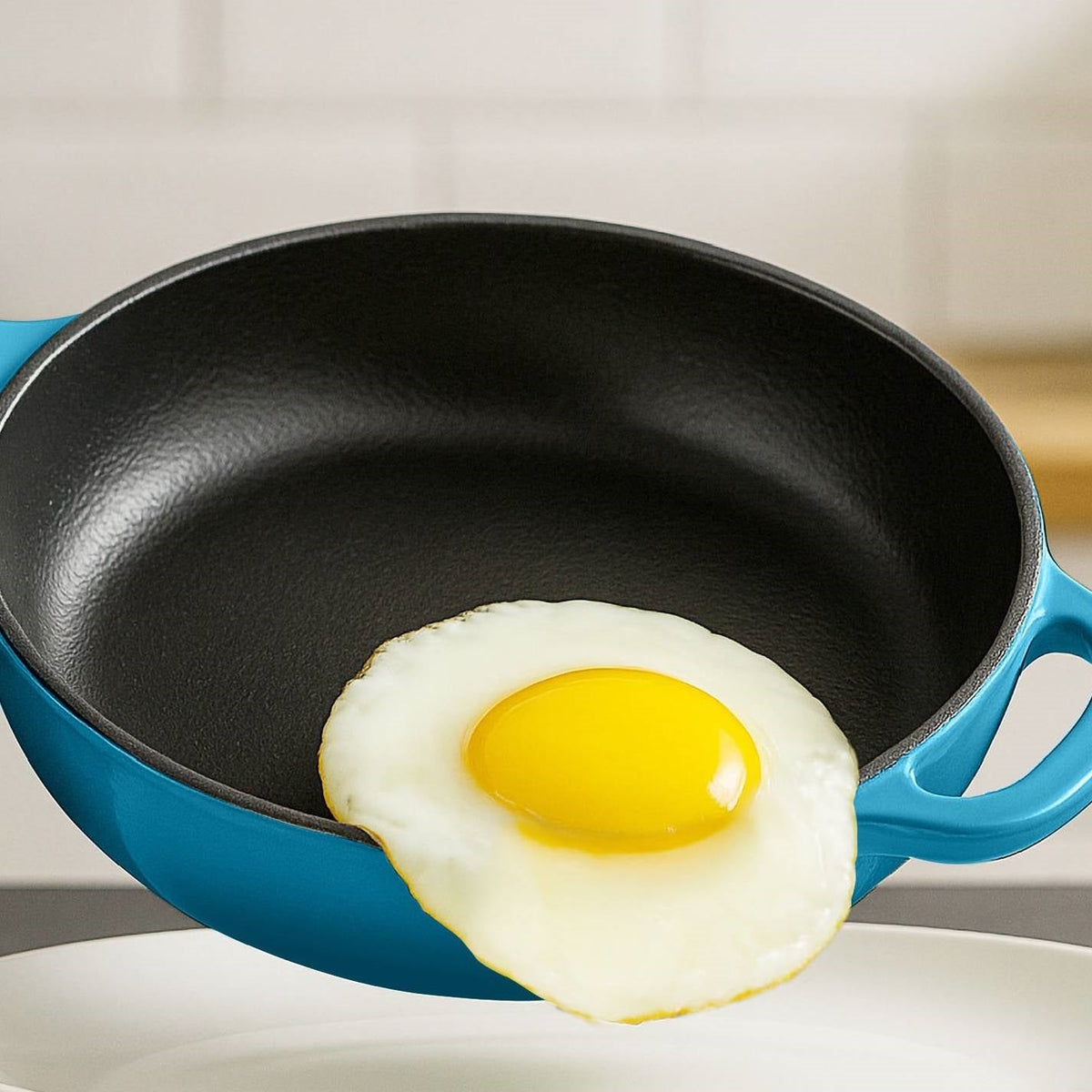 Blue 6-Piece Non-Stick Cast Iron Cookware Set - Skillet Grill Pan Dutch Oven-4