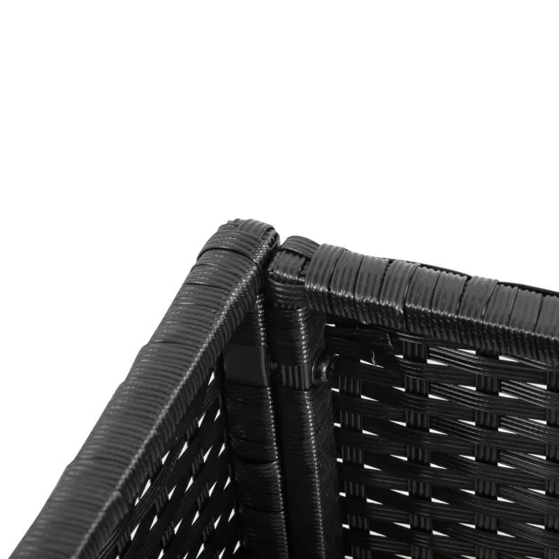 Black Modern PE Rattan Wicker Raised Garden Bed Elevated Planter Box-2