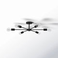 Mid-Century Modern 6-Light Semi Flush Mount Sputnik Ceiling Light in Black-0