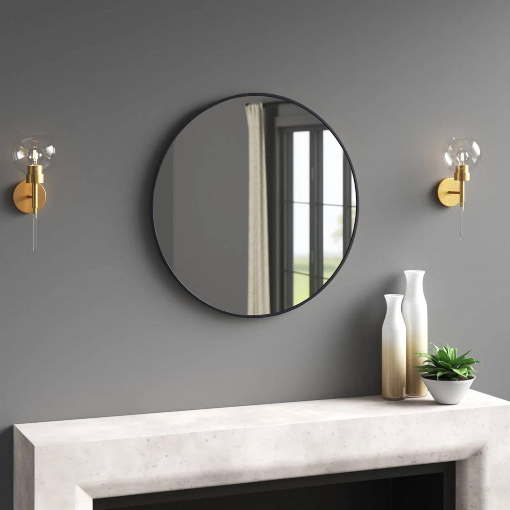 Round 18-inch Wall Mirror in Black - Living Room Bedroom Accent Bathroom Mirror-3