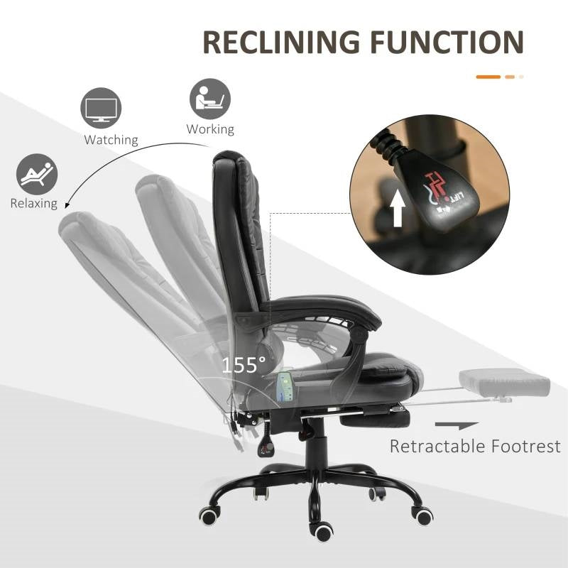 Black 7 Mode Vibrating High Back Executive Massage Adjustable Office Chair-2
