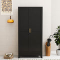 Black Metal Multifunctional Storage Armoire Wardrobe Closet-0