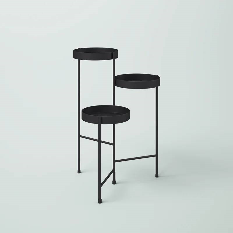 Modern Black Metal 3-Tier Flower Pot Plant Stand-4
