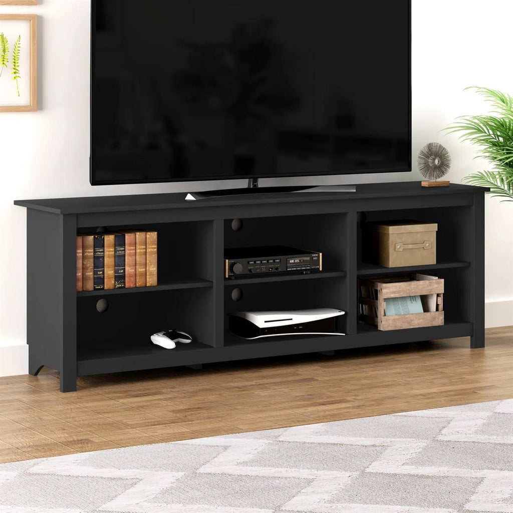 Farmhouse TV Stand in Black Wood Finish - for TVs up to 70-inch-0