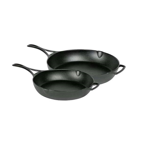 Black 2 Piece Lightweight Cast Iron Skillet Set -  Made in USA-0