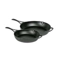 Black 2 Piece Lightweight Cast Iron Skillet Set -  Made in USA-0
