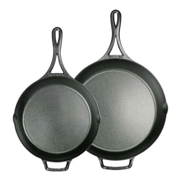 Black 2 Piece Lightweight Cast Iron Skillet Set -  Made in USA-1