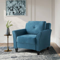 Blue Microfiber Upholstered Armchair Flared Arm Chair with Tufted Back Cushion-0