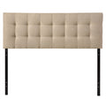 King size Beige Fabric Upholstered Headboard with Modern Tufting-0
