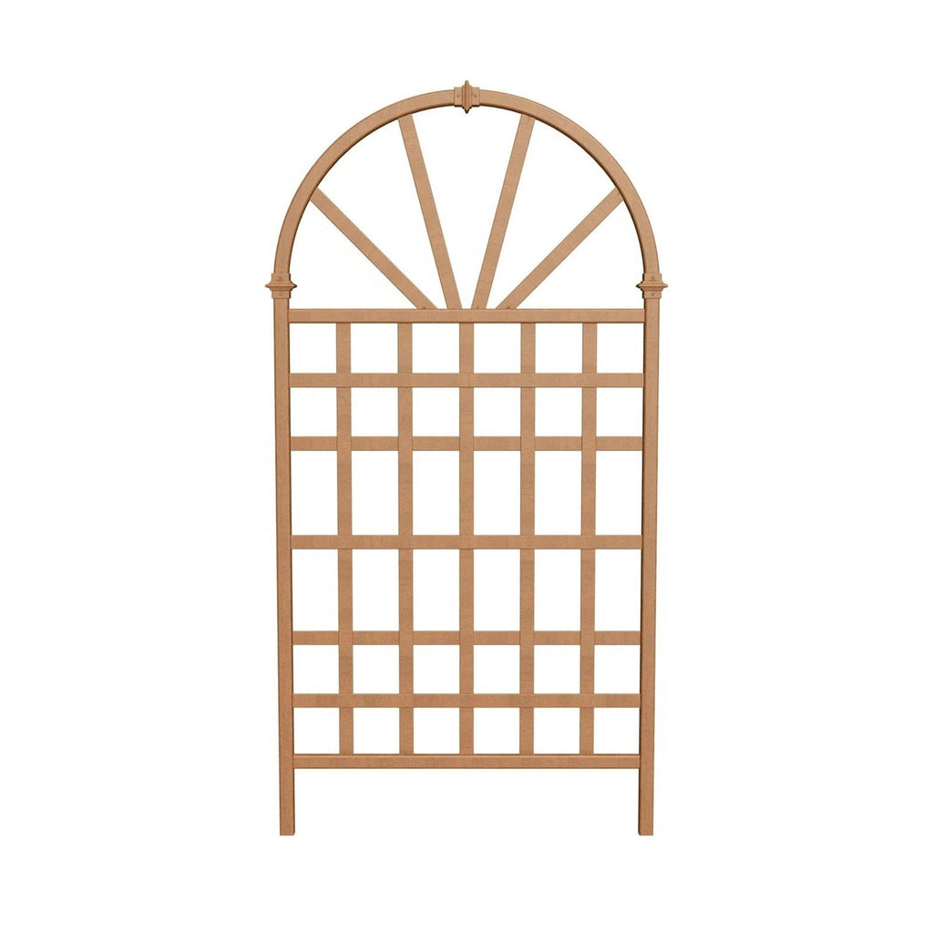 77-inch Outdoor Light Brown Vinyl Lattice Garden Trellis with Arched Top-3