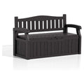 Heavy Duty Brown Plastic Outdoor Storage Garden Bench Patio Deck Box-0