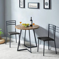 Modern 3-Piece Kitchen Dining Set with Round Wood-Top Table and 2 Chairs-0
