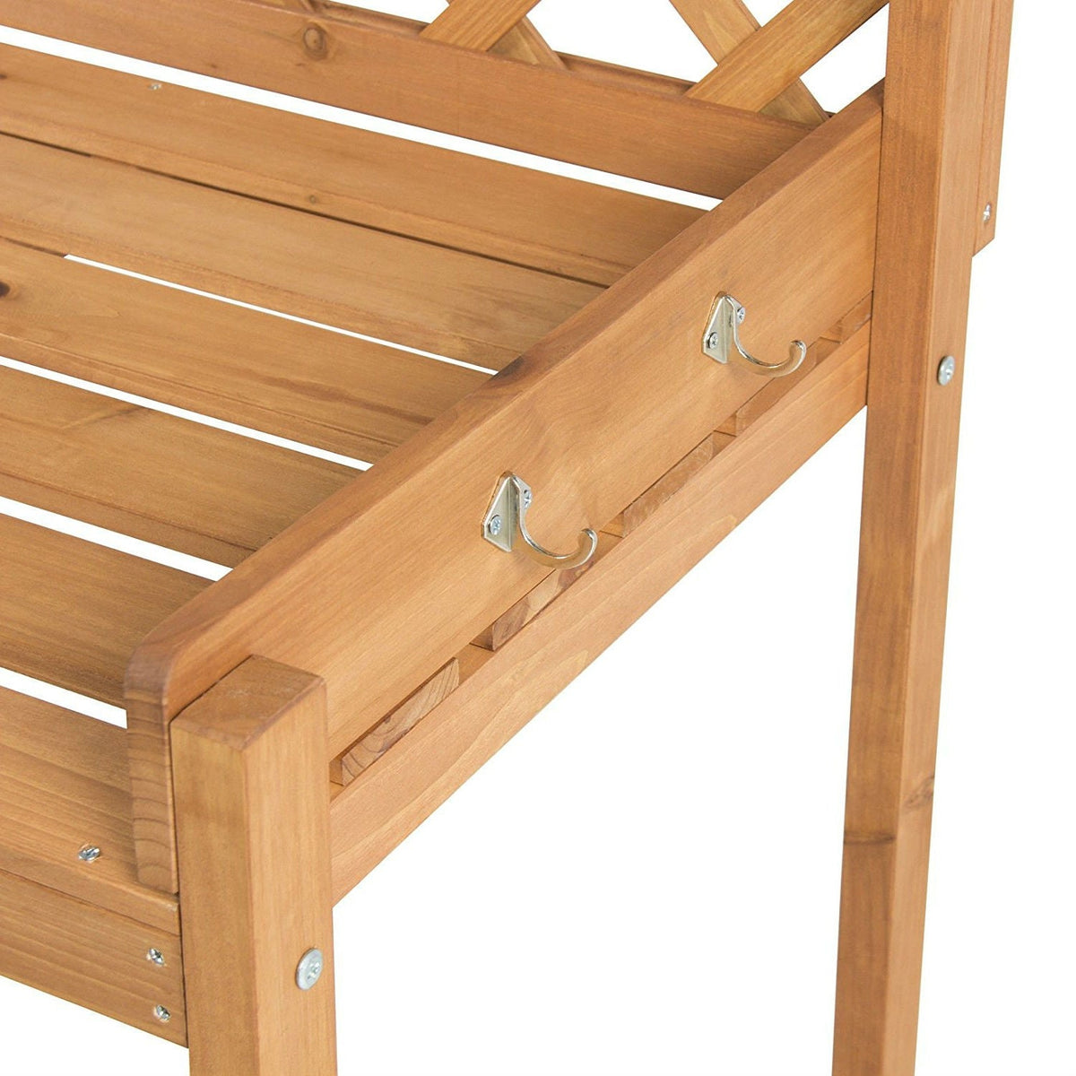 Solid Wood Garden Work Table Potting Bench in Natural Finish-2