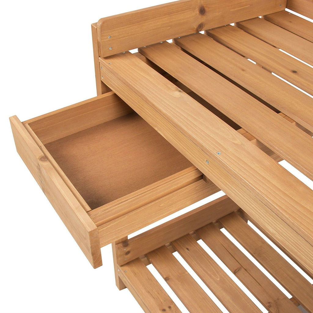 Solid Wood Garden Work Table Potting Bench in Natural Finish-3