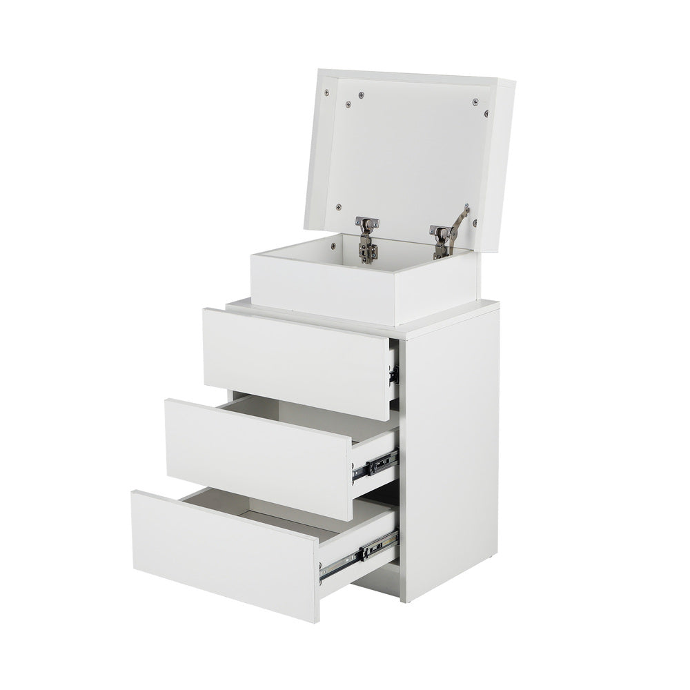 NNEED Bedside Table RGB LED 3 Drawers White-1