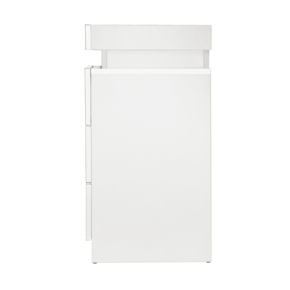 NNEED Bedside Table RGB LED 3 Drawers White-2