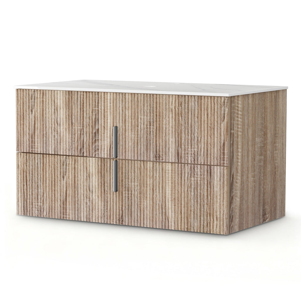 Cefito Vanity Unit 900mm Bathroom Cabinet Storage Wall Hung Timber Front Pine-0