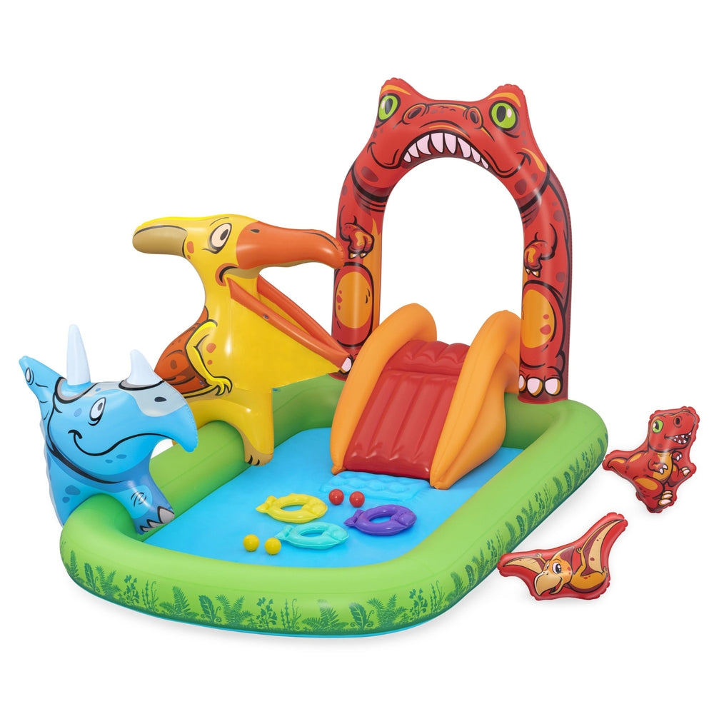 NNEDSZ Kids Inflatable Play Splash Pool with Slide Ball Tossing Toys 242x140cm-0