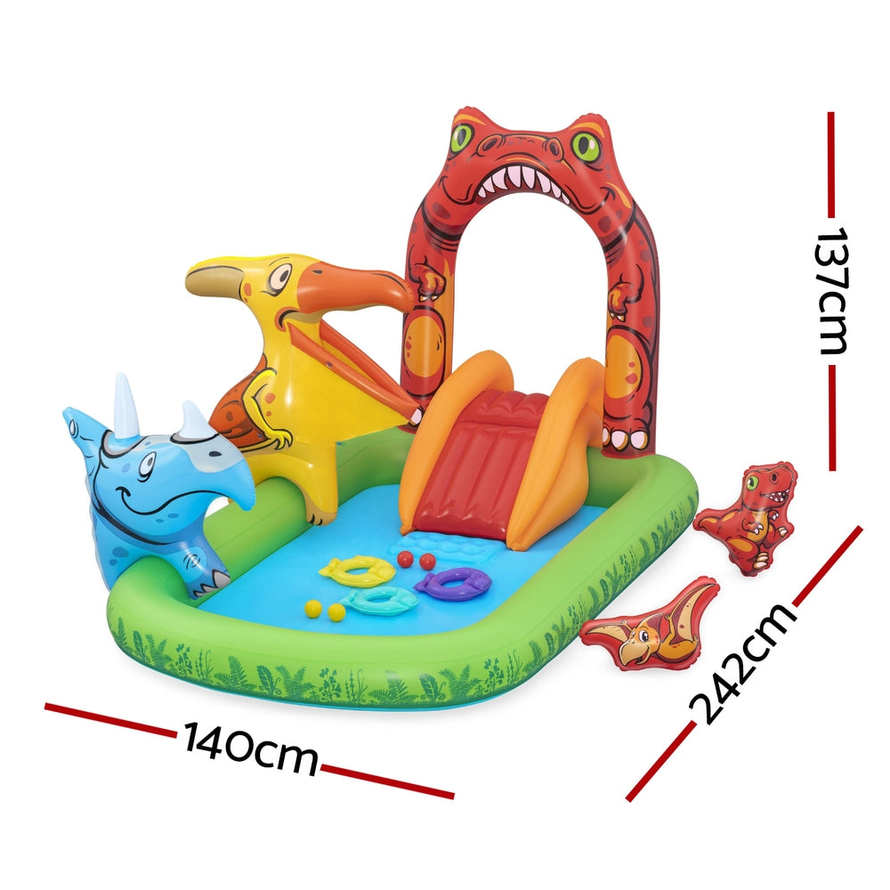 NNEDSZ Kids Inflatable Play Splash Pool with Slide Ball Tossing Toys 242x140cm-1