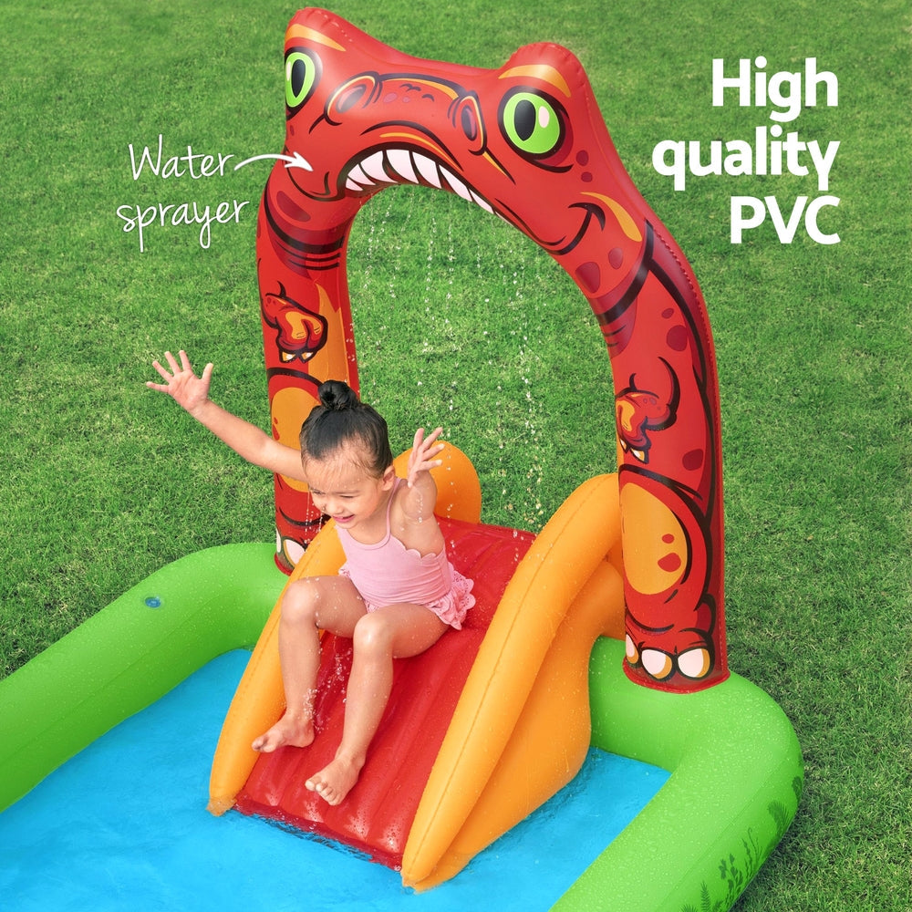 NNEDSZ Kids Inflatable Play Splash Pool with Slide Ball Tossing Toys 242x140cm-3