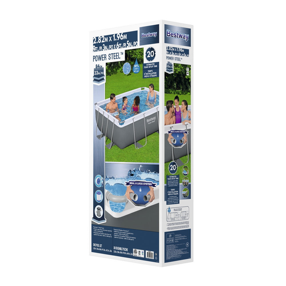 NNEDSZ Swimming Pool 282x196x84cm Steel Frame Above Ground Pools Filter Pump 3662L-2