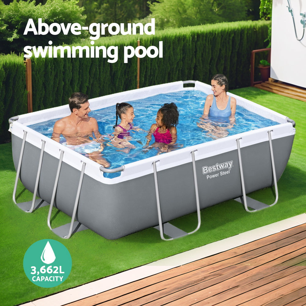 NNEDSZ Swimming Pool 282x196x84cm Steel Frame Above Ground Pools Filter Pump 3662L-3