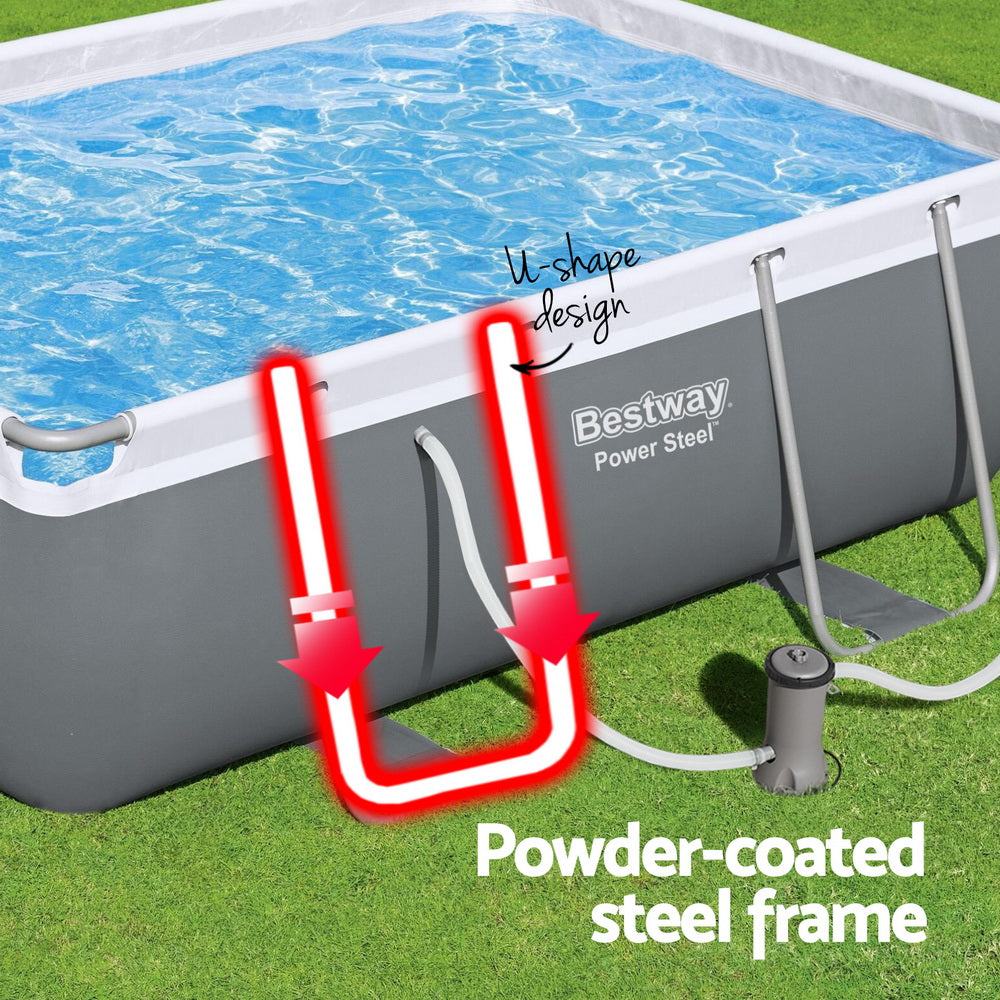 NNEDSZ Swimming Pool 282x196x84cm Steel Frame Above Ground Pools Filter Pump 3662L-4