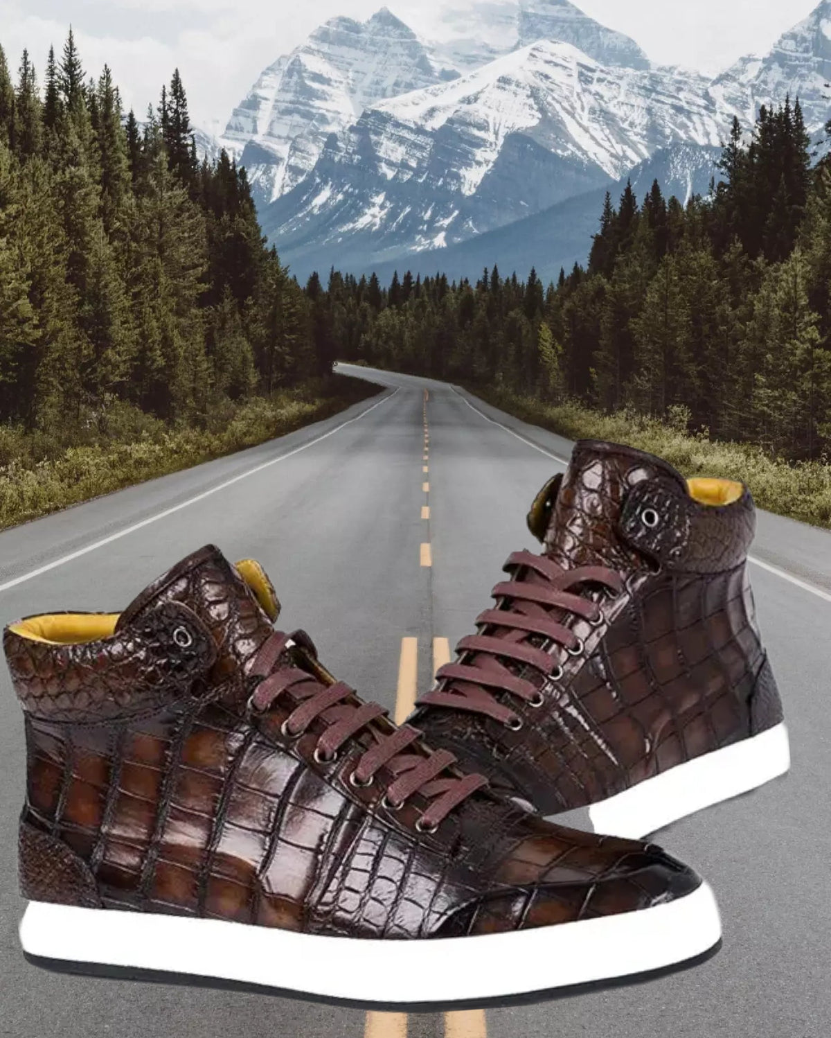 Don John Crocodile Sneakers Handmade Shoes Men's-0