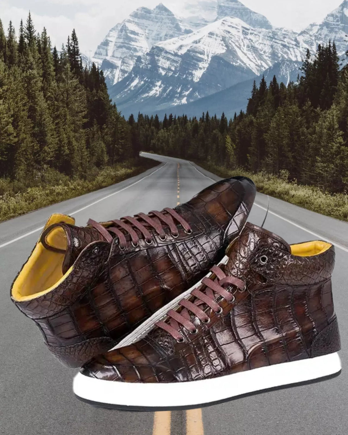 Don John Crocodile Sneakers Handmade Shoes Men's-1