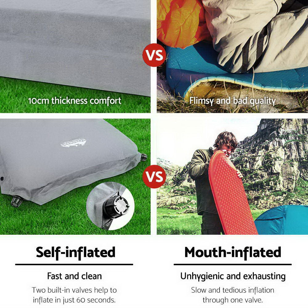 NNEDSZ Self Inflating Mattress Camping Sleeping Mat Air Bed Pad Double Grey 10CM Thick-4