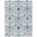 5' x 7' Coastal Blue Grey Damask Indoor Area Rug-0
