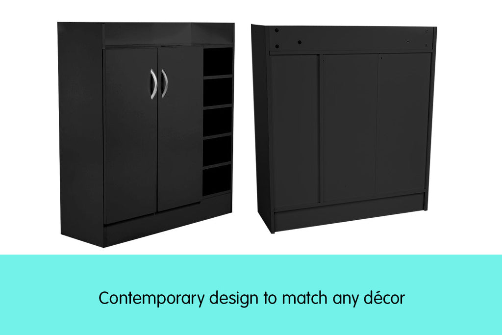 NNEDPE 21 Pairs Shoe Cabinet Rack Storage Organiser - 80 x 30 x 90cm - Black-1