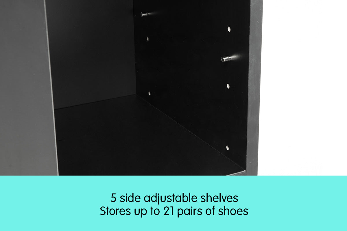 NNEDPE 21 Pairs Shoe Cabinet Rack Storage Organiser - 80 x 30 x 90cm - Black-3