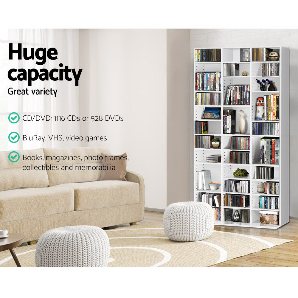 NNEDSZ Adjustable Book Storage Shelf Rack Unit - White-3