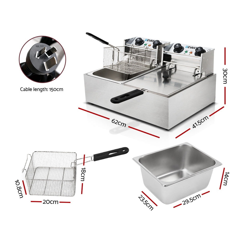 NNEDSZ Electric Twin Deep Fryer - Silver-1