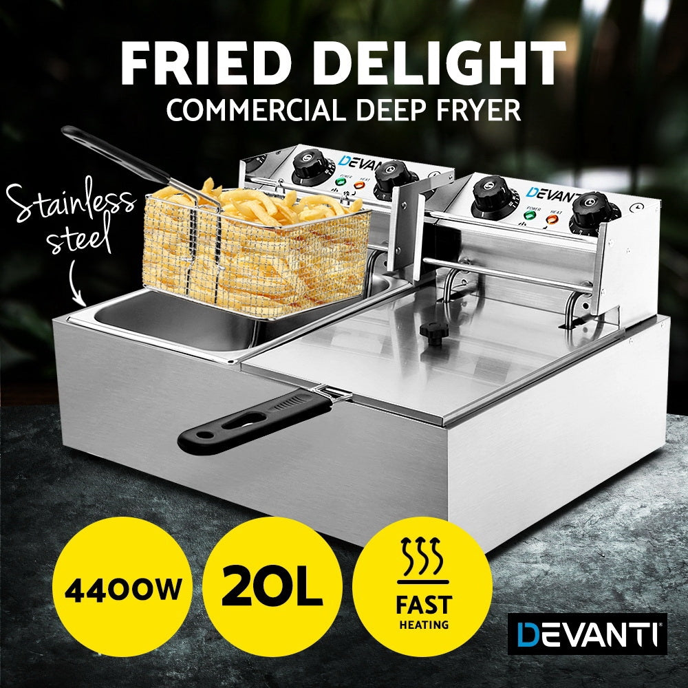 NNEDSZ Electric Twin Deep Fryer - Silver-2