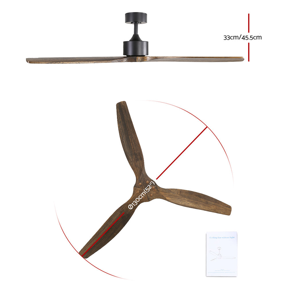 NNEDSZ Devanti 52'' Ceiling Fan AC Motor 3 Blades w/Remote - Dark Wood-1