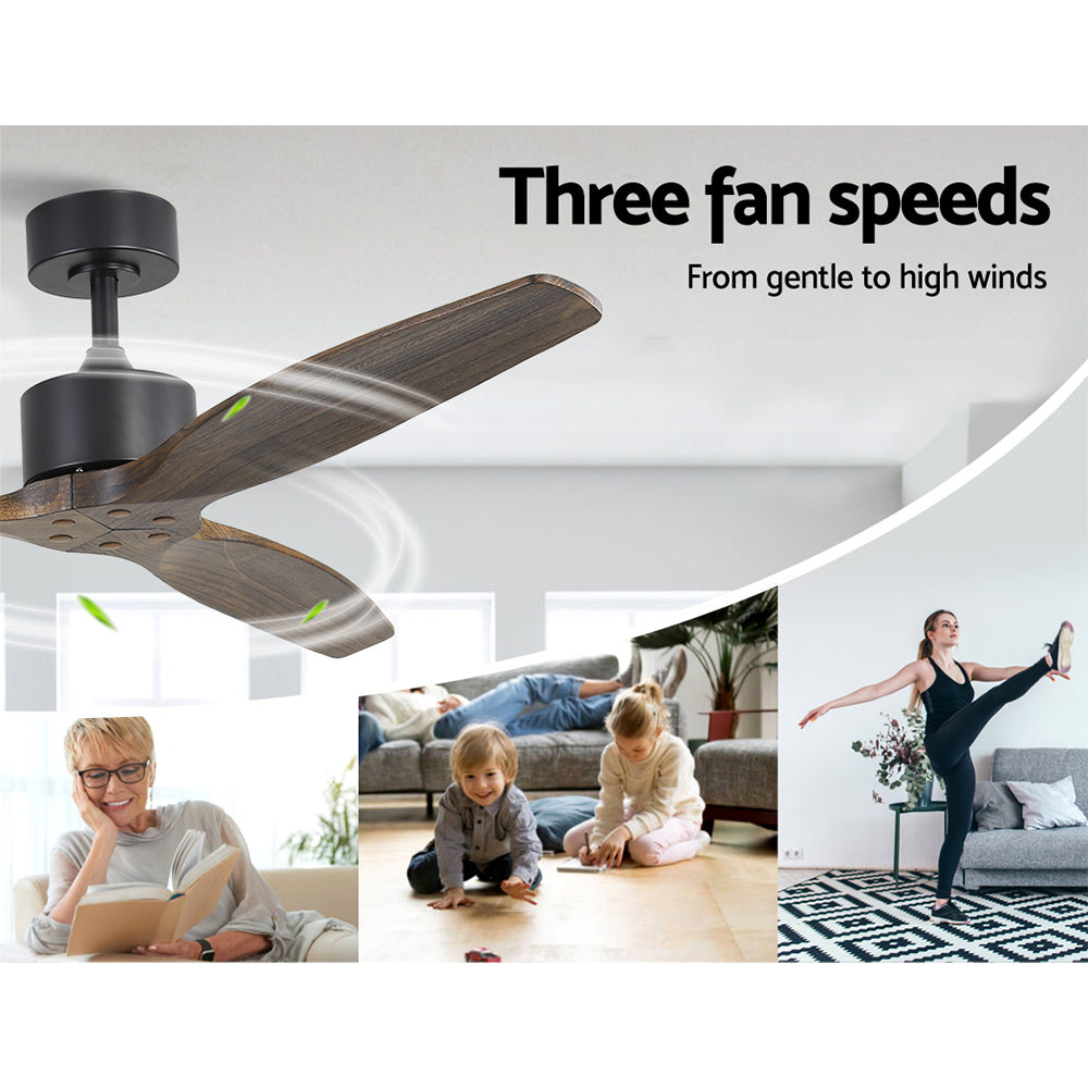 NNEDSZ Devanti 52'' Ceiling Fan AC Motor 3 Blades w/Remote - Dark Wood-2