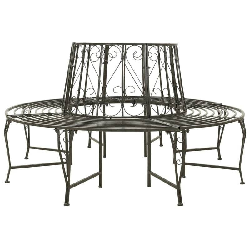 Roundabout Circular Outdoor Garden Tree Bench in Heavy Duty Grey Steel